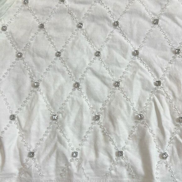 J. Crew Relaxed lattice-embellished cropped T-shirt in white NWT size Med. - Picture 15 of 16